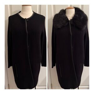 Chico’s Removable Faux-Fur Collar Sweater Coat
